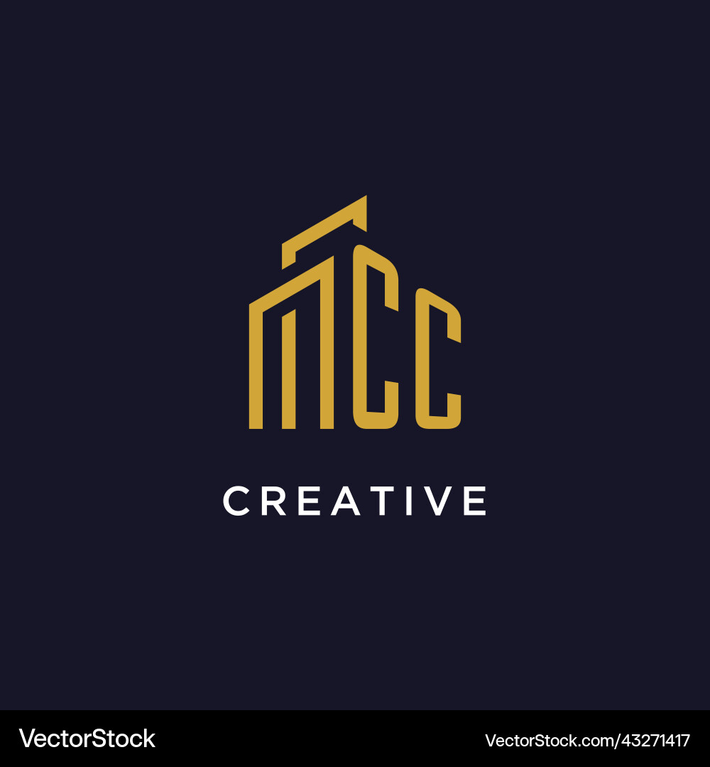 Cc initial monogram with building logo design Cc initial monogram with building logo design Vector Image