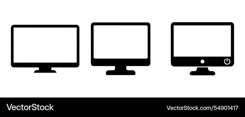 Computer monitor icon set on white background Vector Image