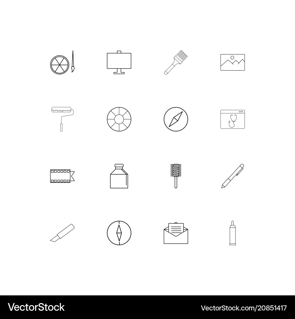 Creative process and design linear thin icons set vector image