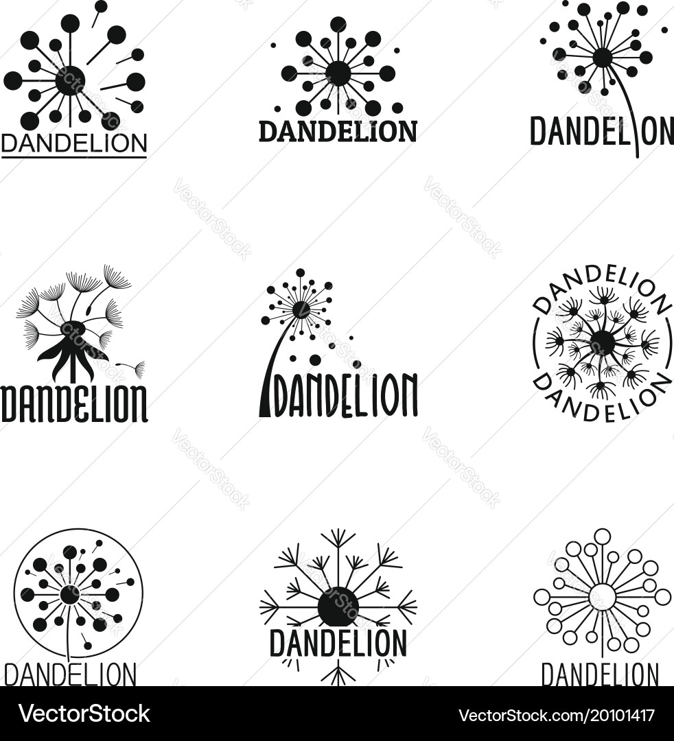Dandelion bloom icons set simple style Vector Image