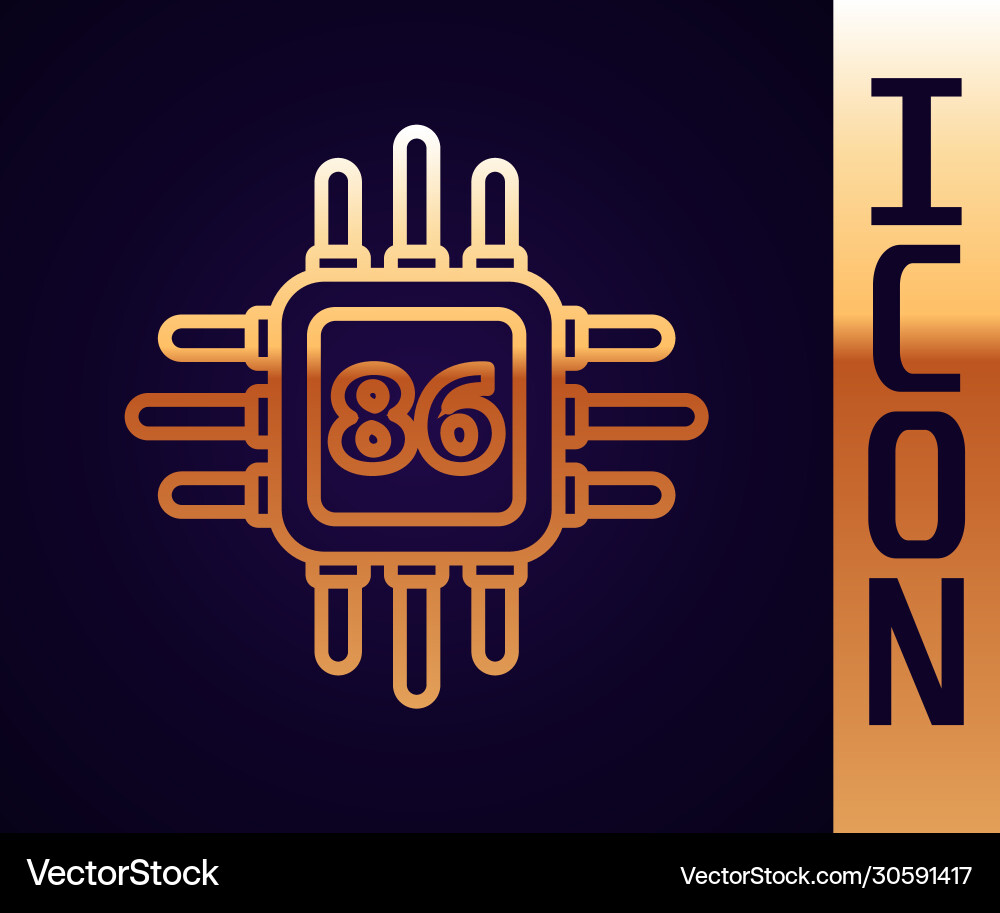 Gold line computer processor with microcircuits Gold line computer processor with microcircuits vector image