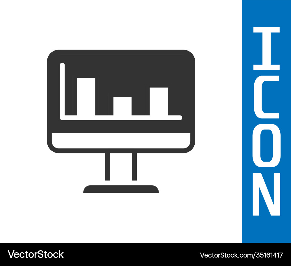 Grey computer monitor with graph chart icon Grey computer monitor with graph chart icon vector image