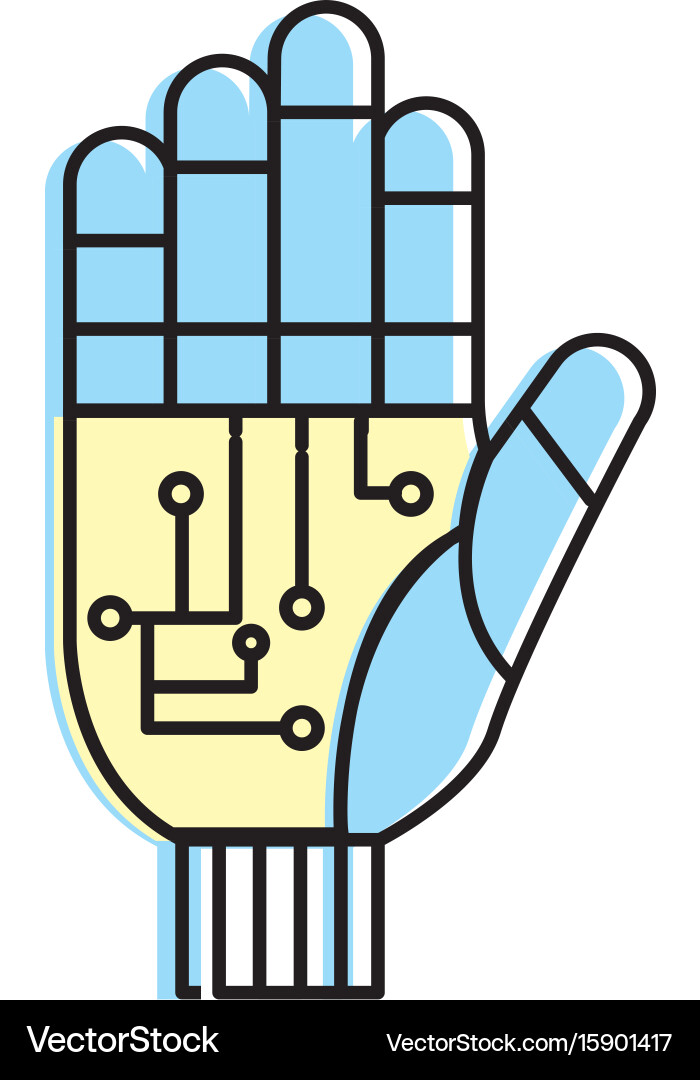 Hand with circuits and cyberspace interface Vector Image