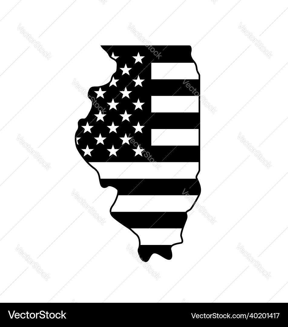 Illinois State Map with USA Flag Vector Image