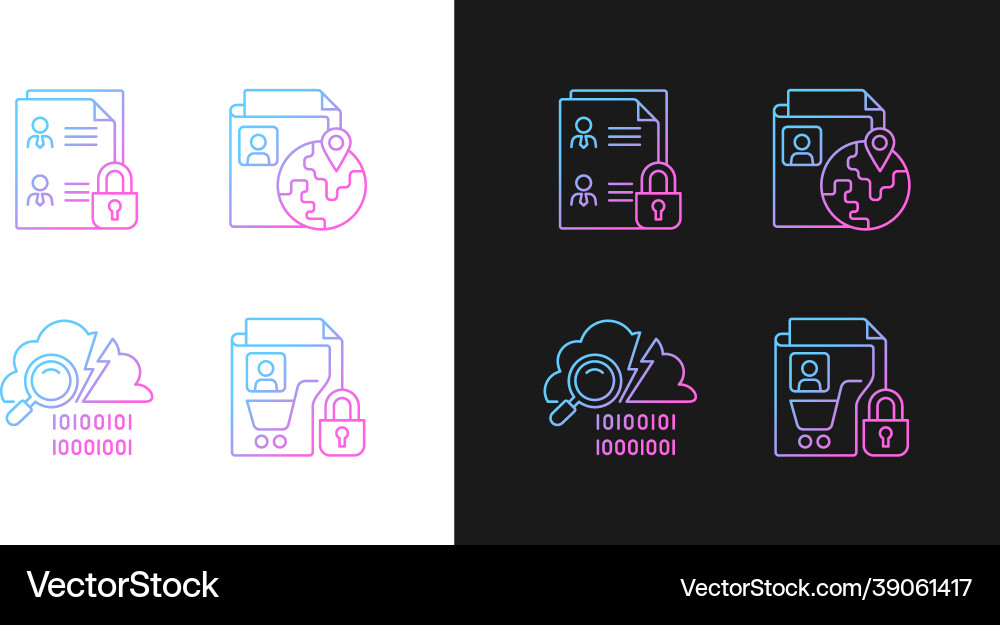 Maintain information security gradient icons set Maintain information security gradient icons set Vector Image