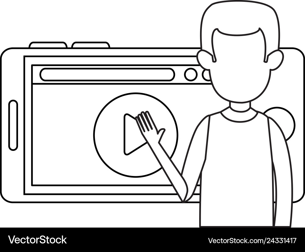 Man teaching with smartphone and media player Man teaching with smartphone and media player vector image