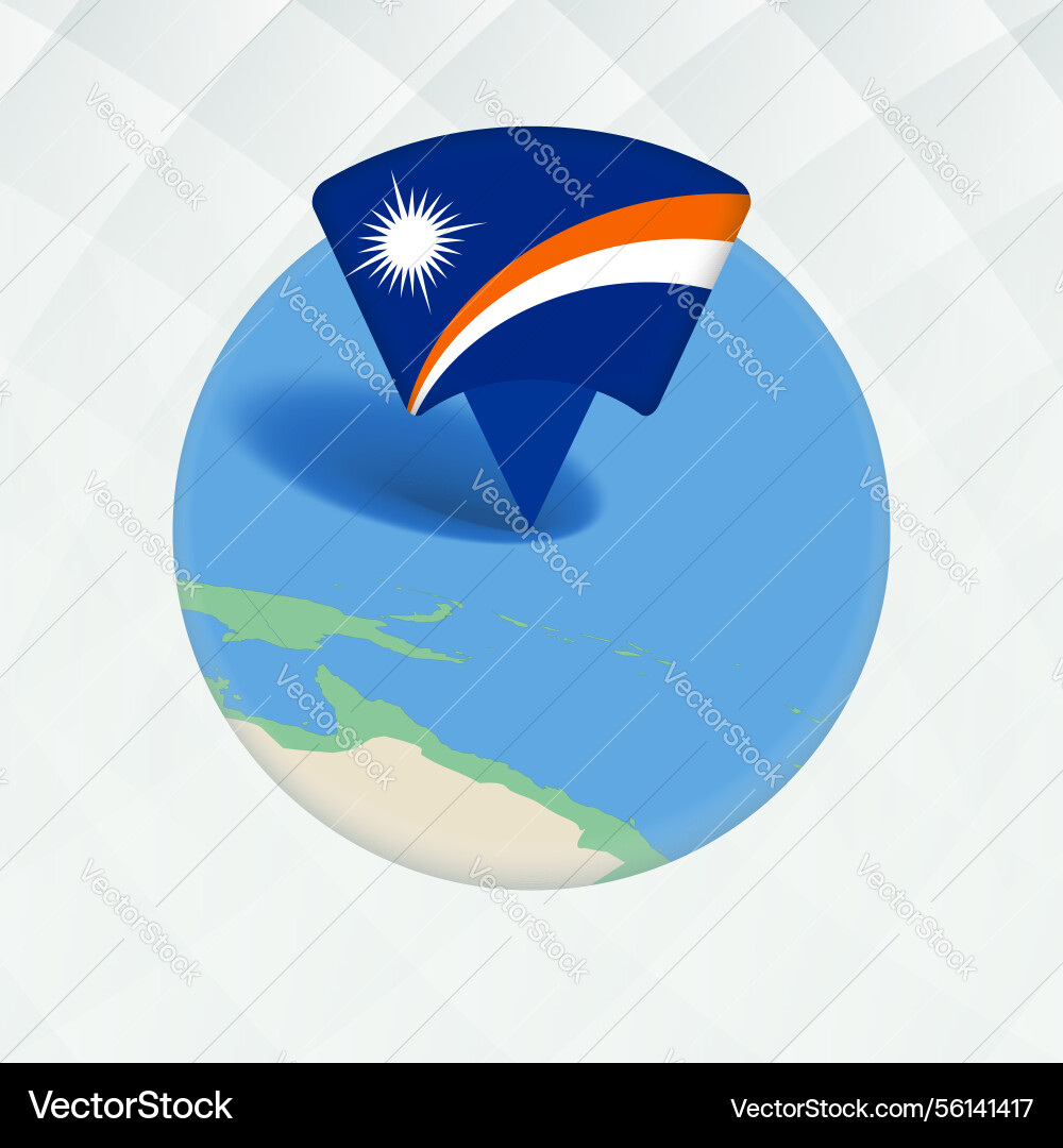 Marshall islands map highlighted with flag marker vector image