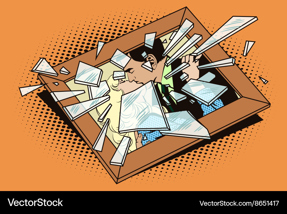 Object in retro style broken frame with a photo vector image