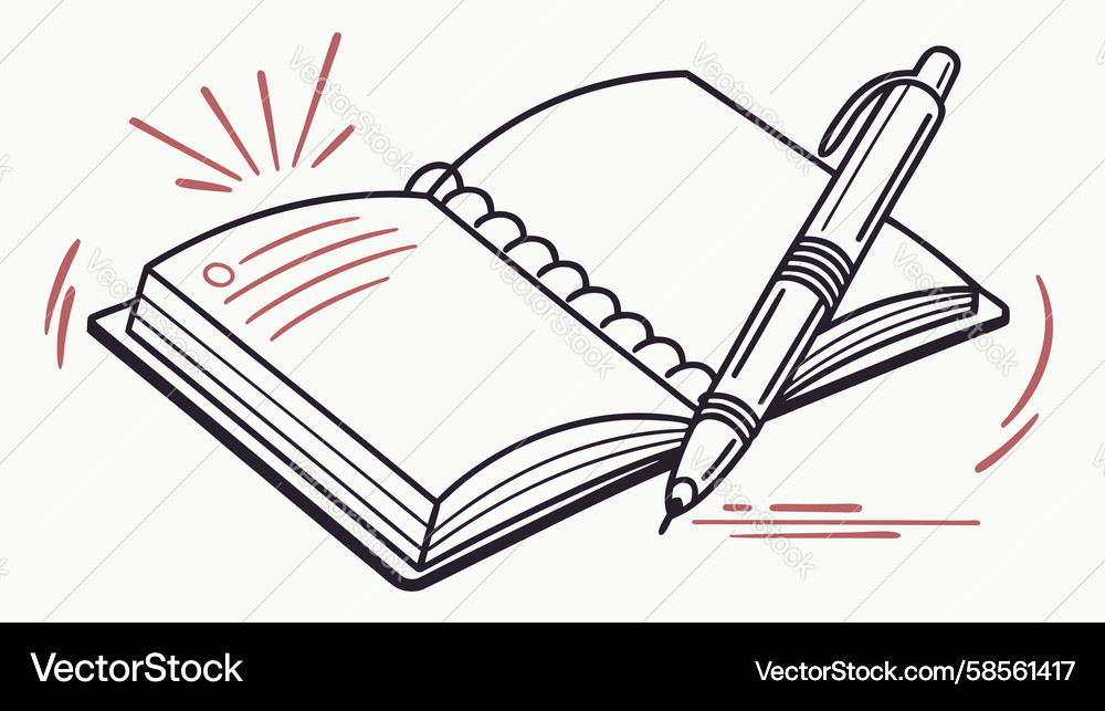 Open Notebook with Idea Lightbulb Vector Image