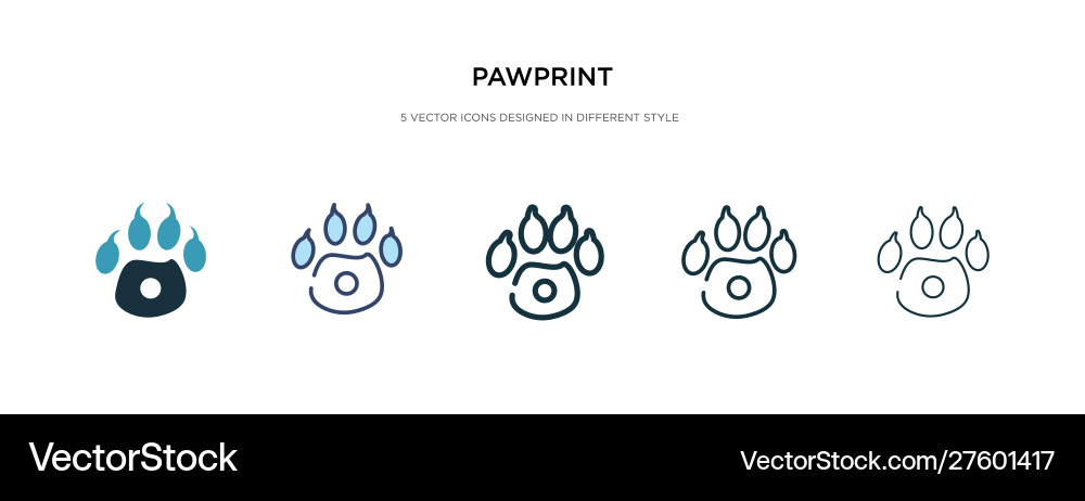 Pawprint icon in different style two colored Pawprint icon in different style two colored vector image