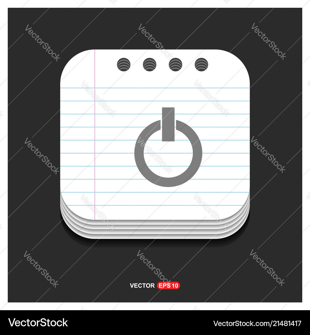 Power button icon gray on notepad style Vector Image