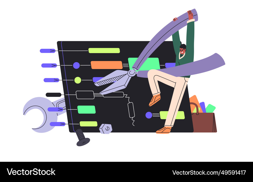 Qa software engineer fix bug error tester Qa software engineer fix bug error tester vector image