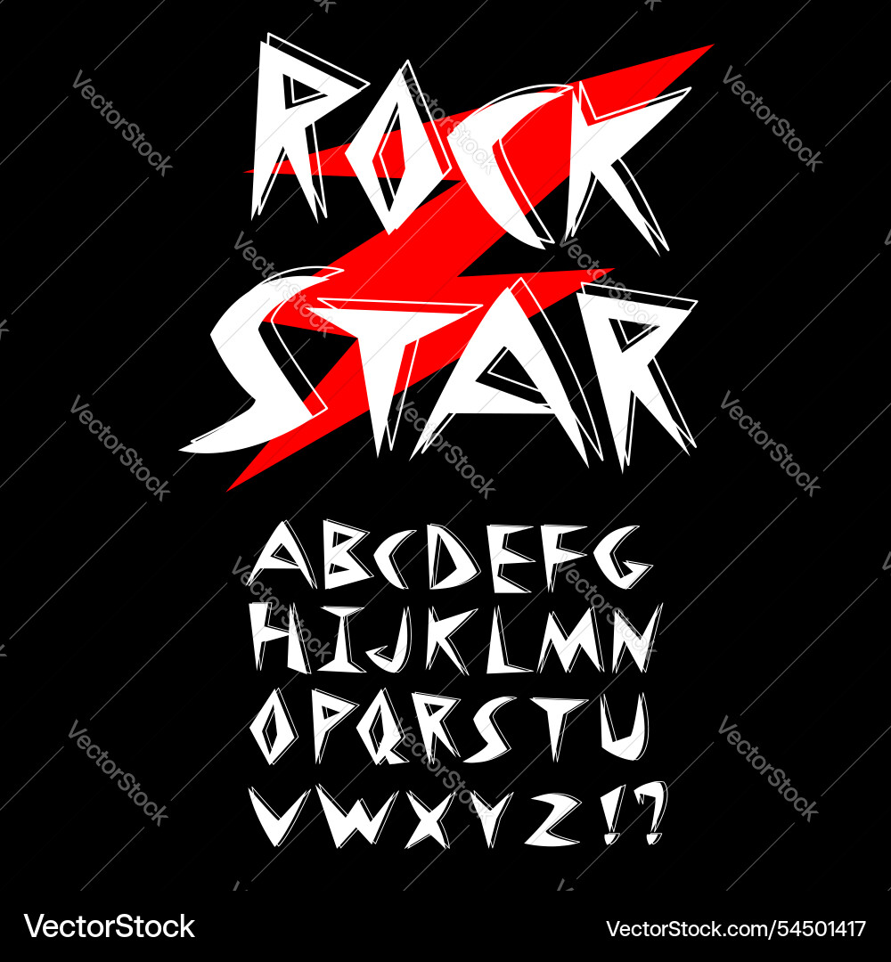 Rock and roll font design Rock and roll font design vector image