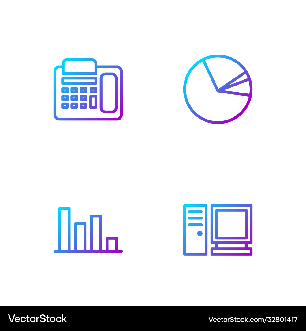 Set line computer monitor pie chart infographic Set line computer monitor pie chart infographic vector image