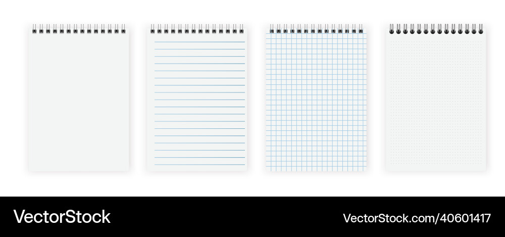 Set of blank spiral notepad notebook Set of blank spiral notepad notebook vector image