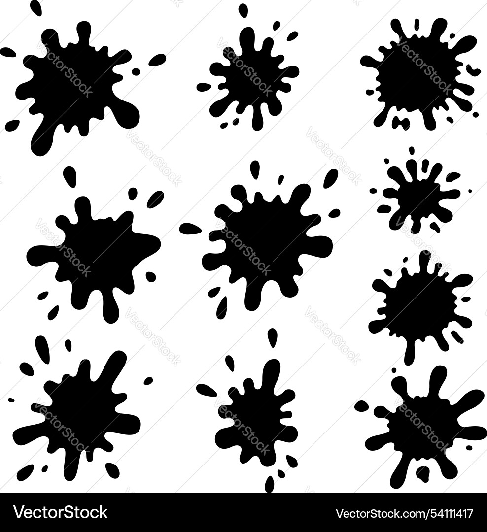 Set of paint splashes splatter blobs Set of paint splashes splatter blobs vector image