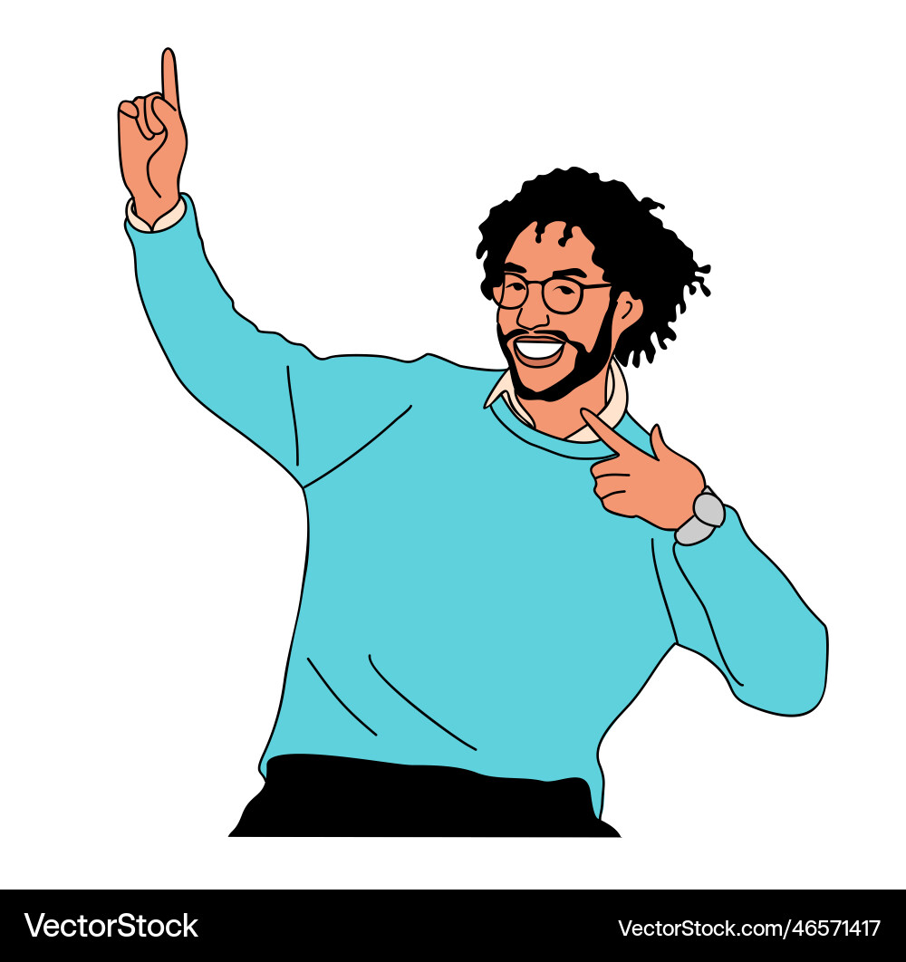 Smiling Man Pointing Up vector image