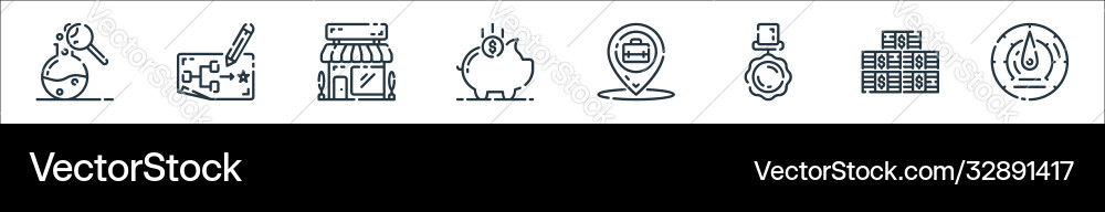Startup line icons linear set quality vector image