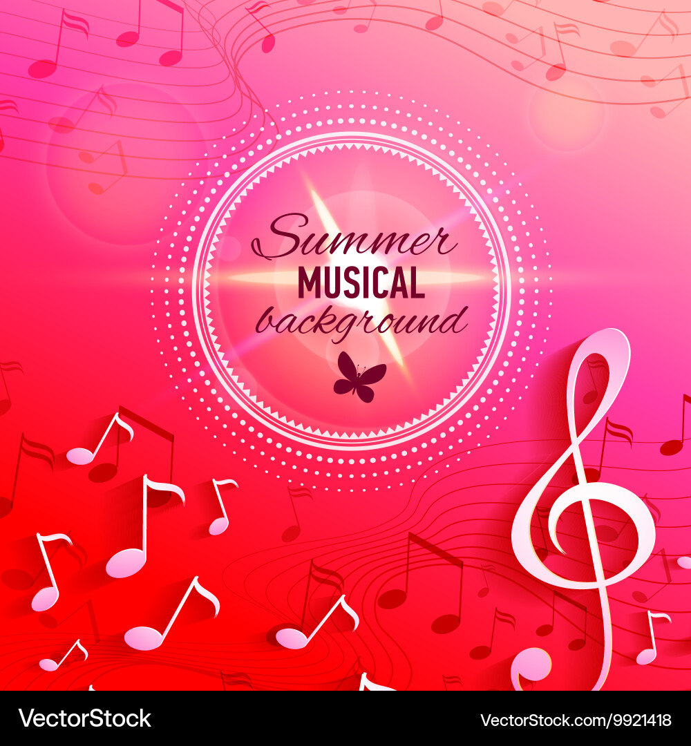Abstract background with music key and notes vector image