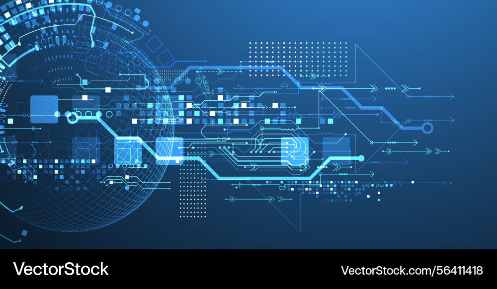 Abstract circuit board background with sphere Abstract circuit board background with sphere vector image