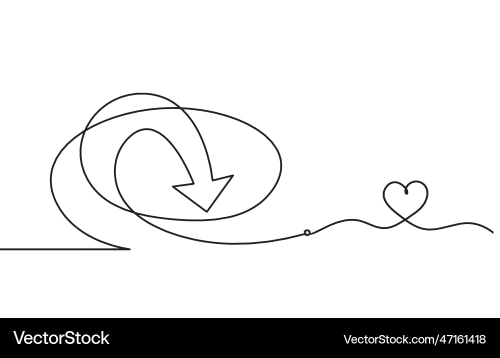 Abstract continuous lines arrows and heart Vector Image