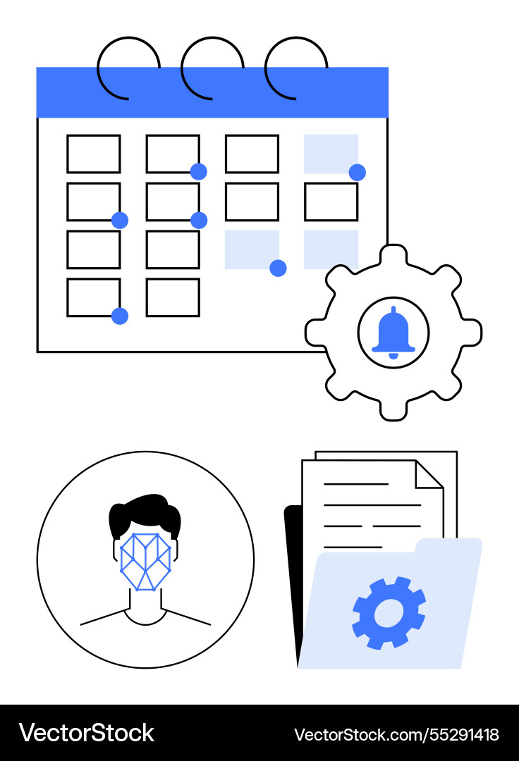 Calendar ai face recognition and documents Vector Image