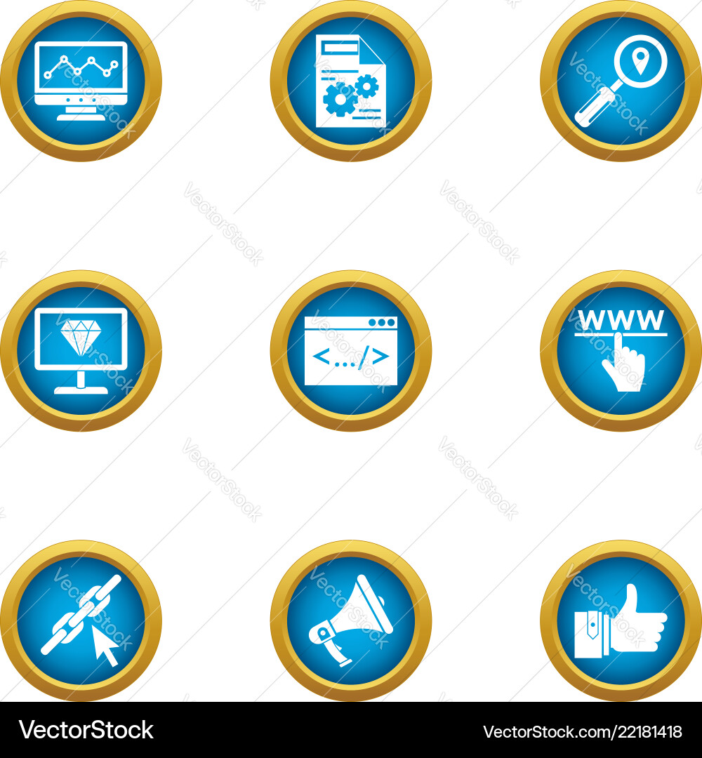 Coding Icon Set - Flat Style Vector Image
