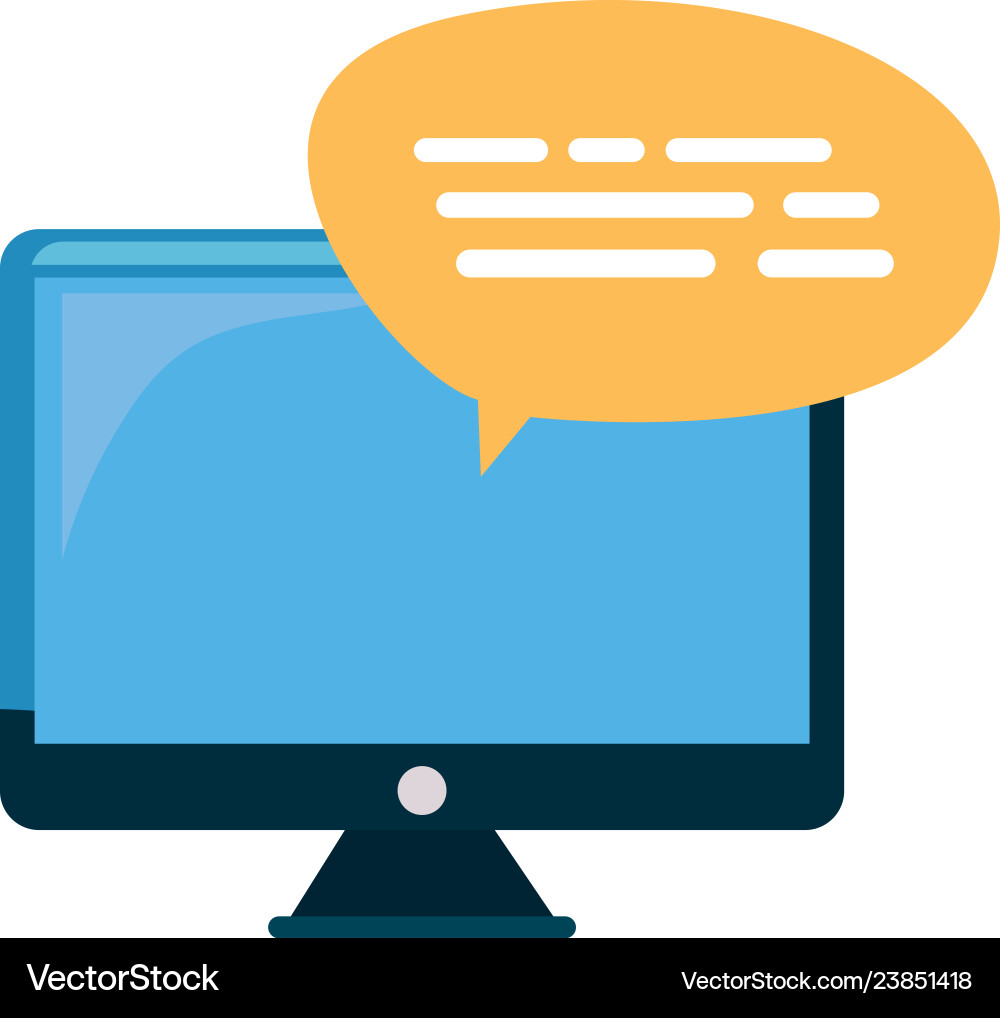 Computer monitor speech bubble message vector image