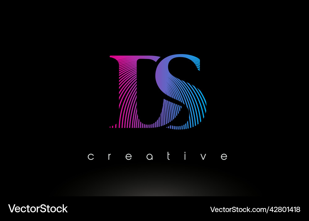 Ds logo design with multiple lines and purple vector image