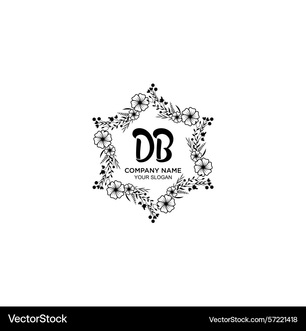 Floral handwritten monogram logos with db initials Floral handwritten monogram logos with db initials Vector Image
