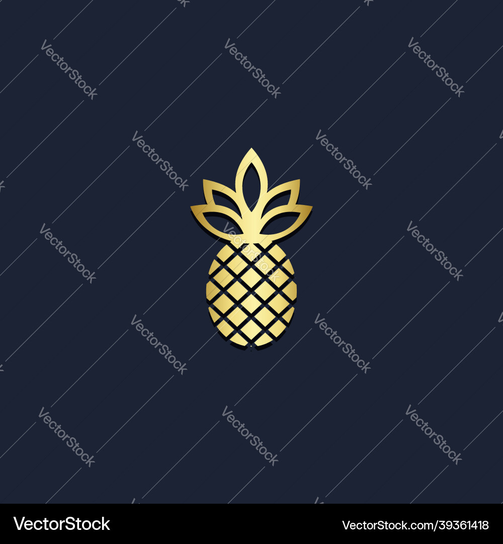 Golden Pineapple Logo Vector Image