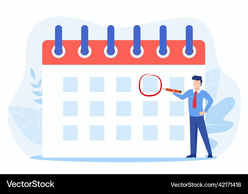 Man Marking Important Date on Calendar vector image