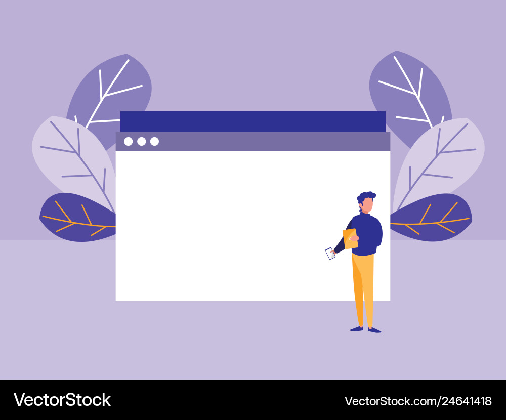Man using template webpage vector image