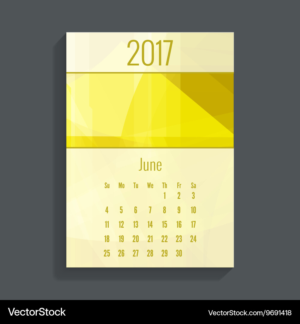 Monthly calendar for 2017 Vector Image