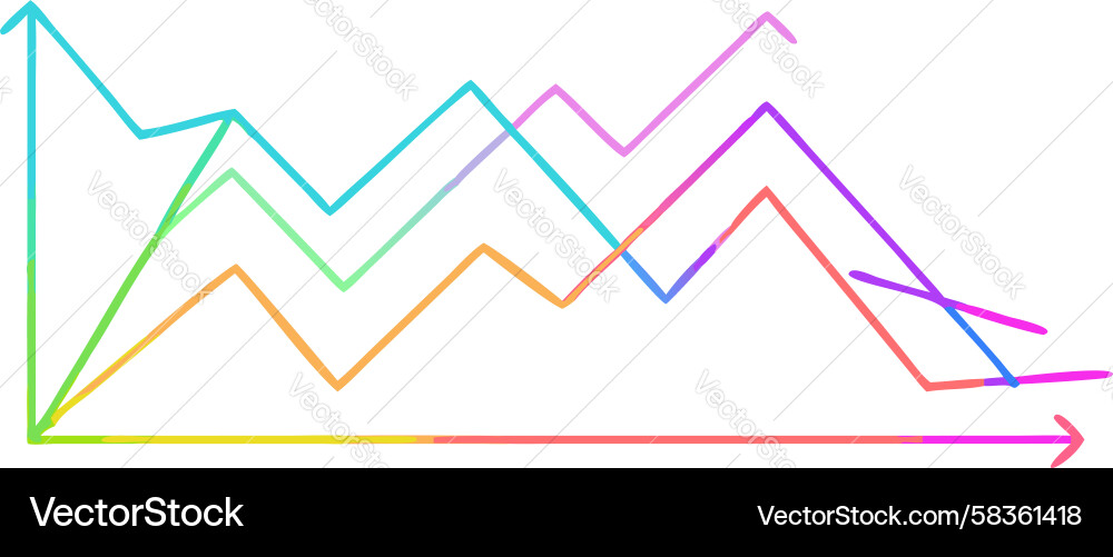Multiple Line Charts Data Visualization Vector Image