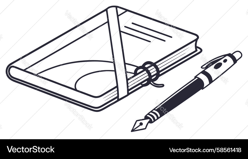 Open Sketchbook with Pen Vector Image
