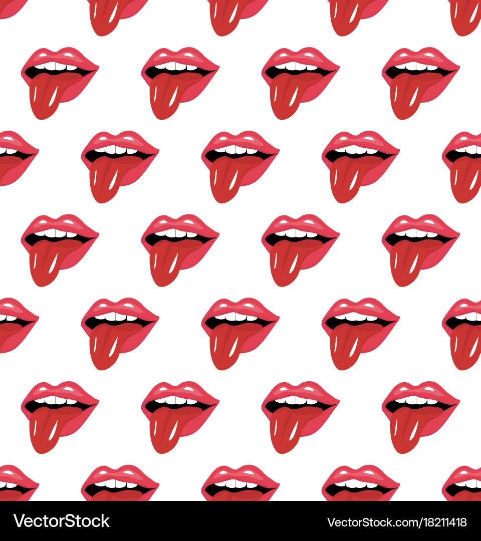 Red Lips with Tongue Pattern vector image