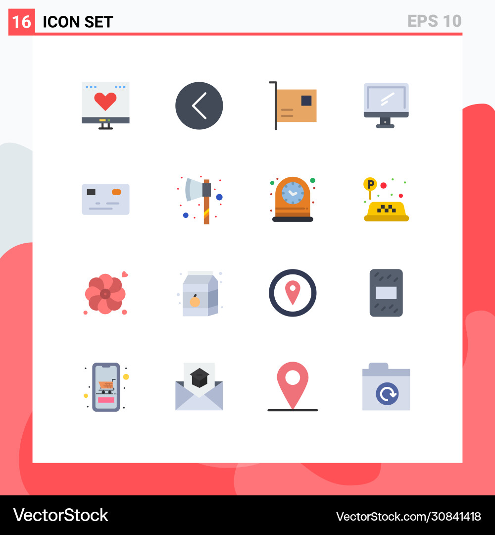 Set 16 flat colors on grid for device computer Vector Image