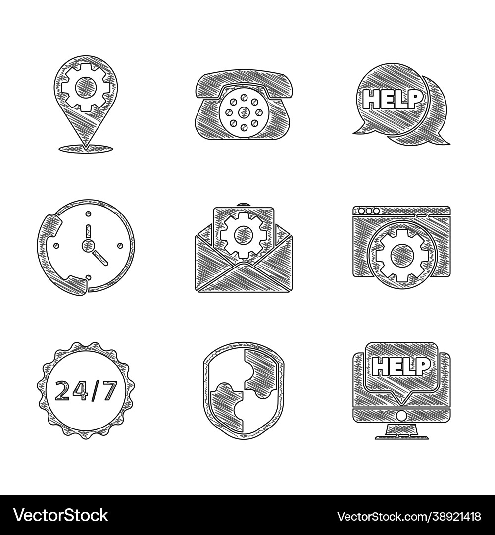 Set envelope setting shield computer monitor Set envelope setting shield computer monitor vector image