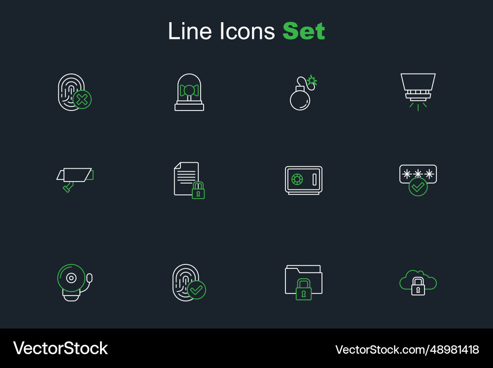 Set line cloud computing lock folder Set line cloud computing lock folder vector image