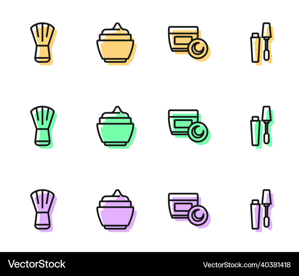 Set line cream or lotion cosmetic tube makeup Set line cream or lotion cosmetic tube makeup vector image