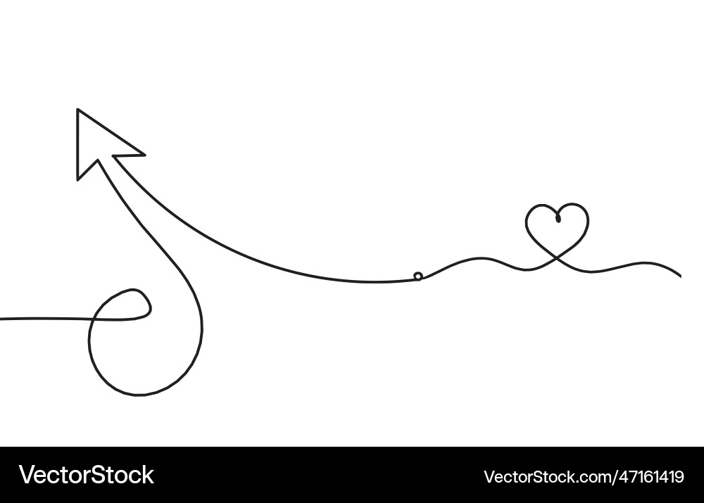 Abstract continuous lines arrows and heart Vector Image