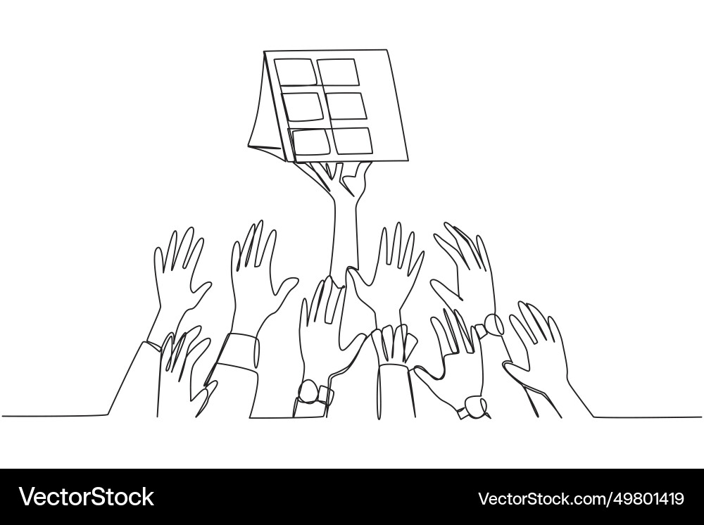 Continuous one line drawing hands fighting over Continuous one line drawing hands fighting over vector image