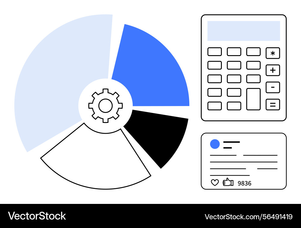 Data visualization with pie chart calculator Data visualization with pie chart calculator vector image