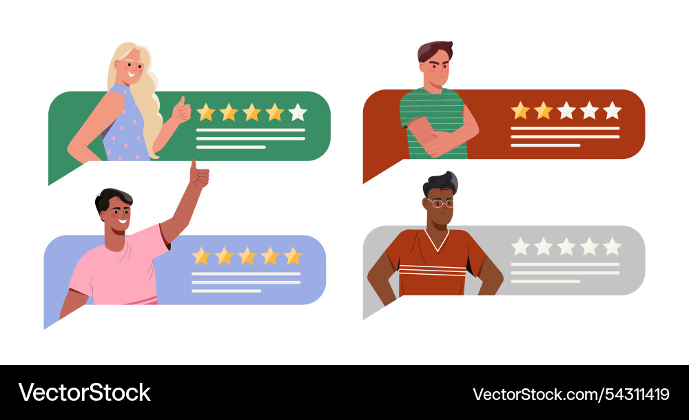 Feedback speech bubble set comments from men Feedback speech bubble set comments from men vector image