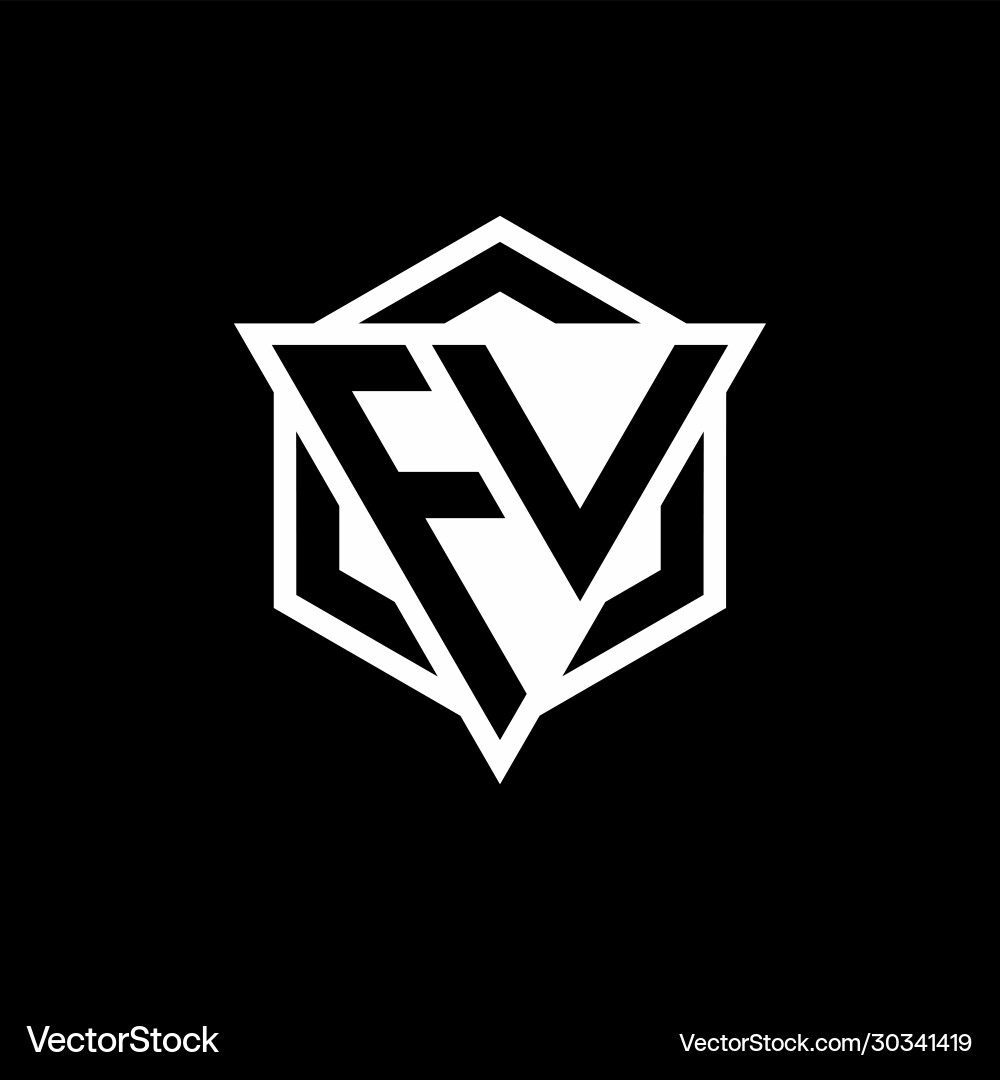 Fv logo monogram with triangle and hexagon shape Fv logo monogram with triangle and hexagon shape Vector Image