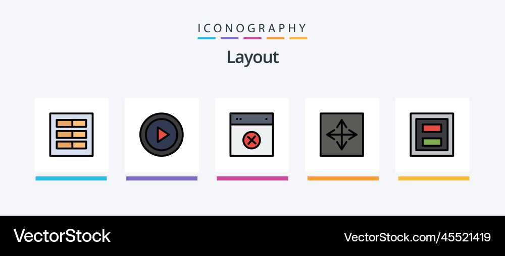 Layout line filled 5 icon pack including loading vector image