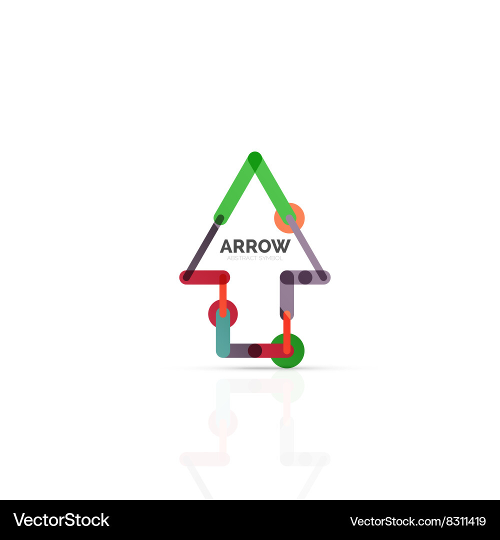 Linear arrow abstract logo connected multicolored vector image