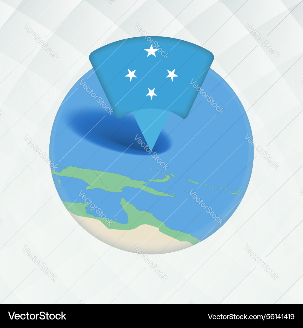 Micronesia map highlighted with flag marker Micronesia map highlighted with flag marker vector image