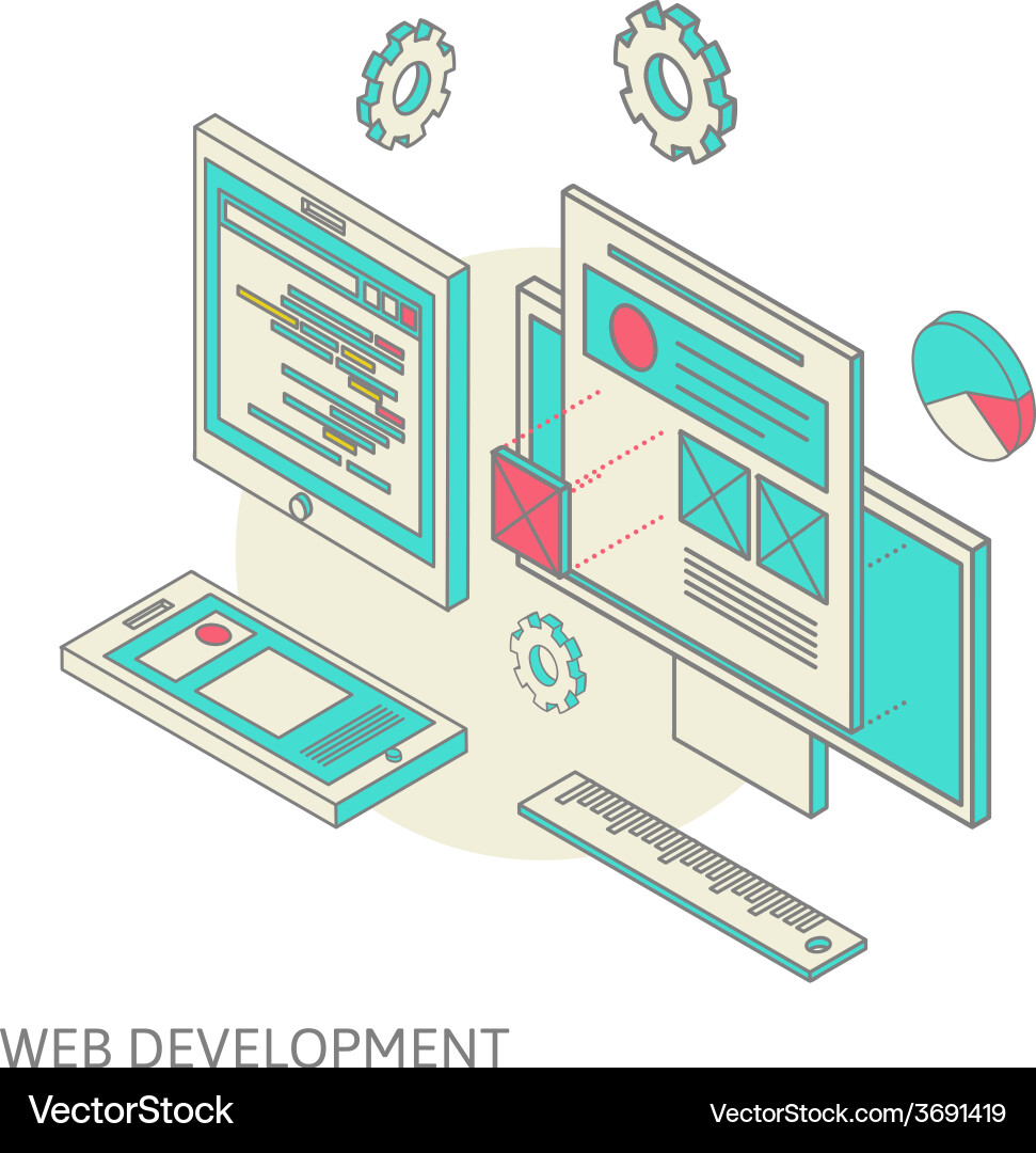 Mobile and desktop website design development vector image